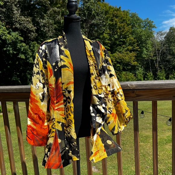 CHICO’S Silk Sheer Open Front Kimono/Cardigan - Picture 3 of 17